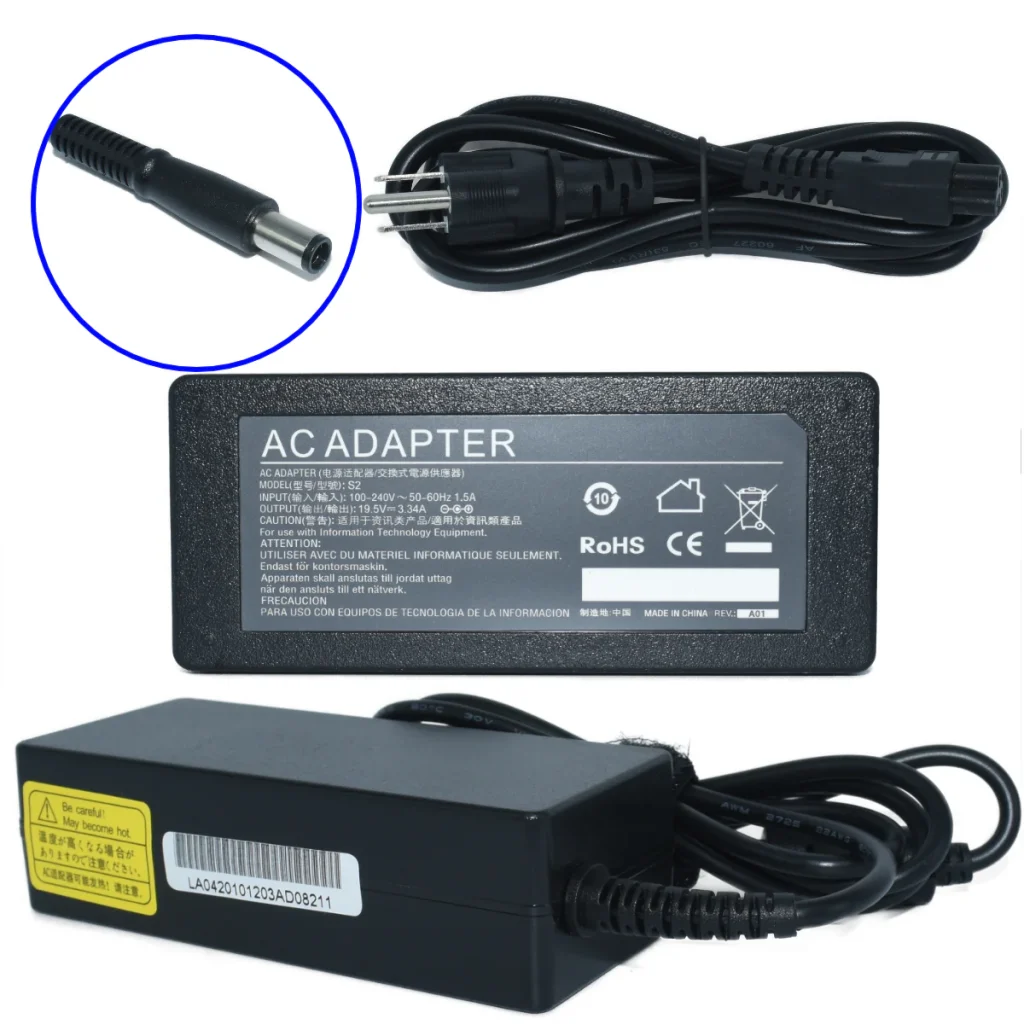Cargador de laptop (compatible con Dell) 65W 19.5V 3.34A (7.4*5.0) EK-S2