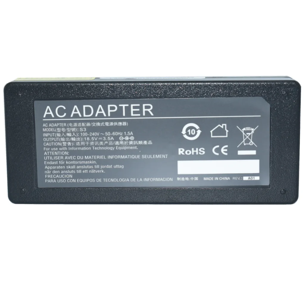 Cargador de laptop (compatible con hp Pin central) 65W 18.5V-3.5A (7.4*5.0) Modelo AF06 / PPP009L Marca EKO EK-S3
