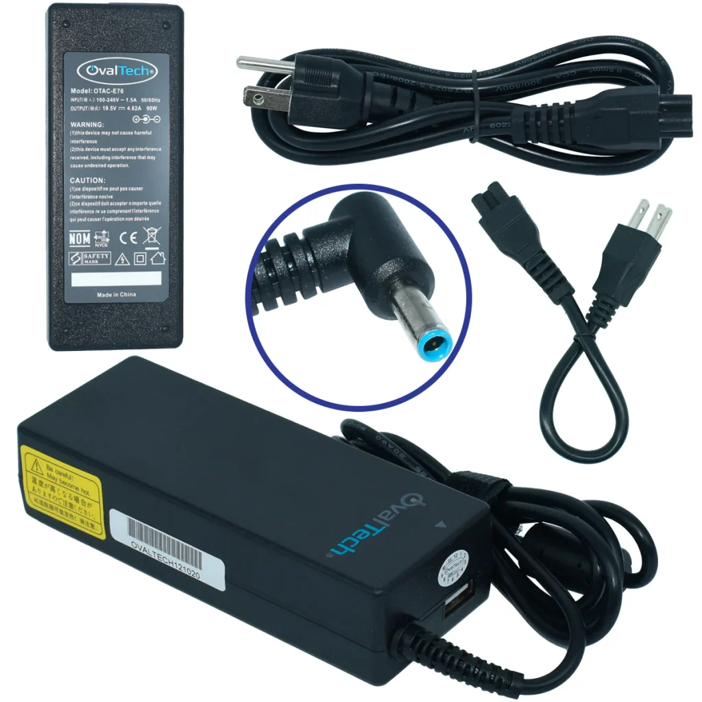 Cargador de laptop para hp 19.5V/4.62AH C/Blister + USB Marca OvalTech OTAC-E76