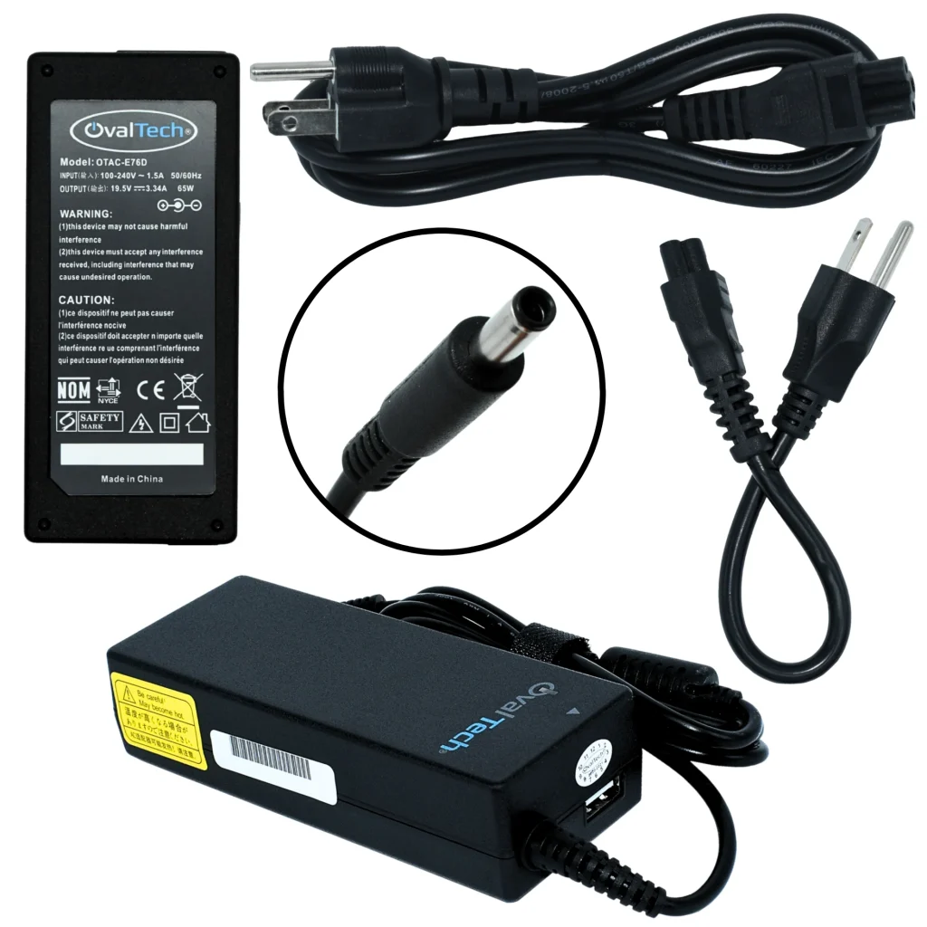Cargador de laptop para Dell 65W 19.5V/3.34A C/Blister + USB Marca OvalTech OTAC-E76D