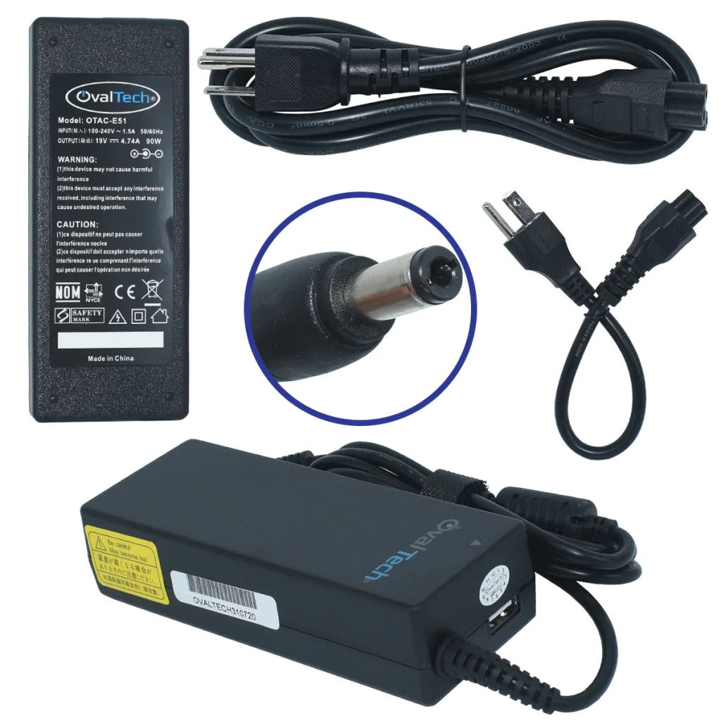 Cargador de laptop Acer, Toshiba, Gateway, Compaq 19V/4.74AH + USB Marca OvalTech OTAC-E51
