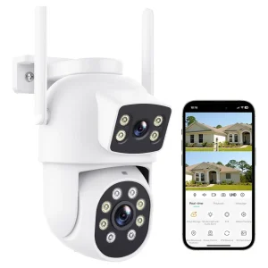 Cámara de seguridad de doble lente de 8mp Visión 360 grados.