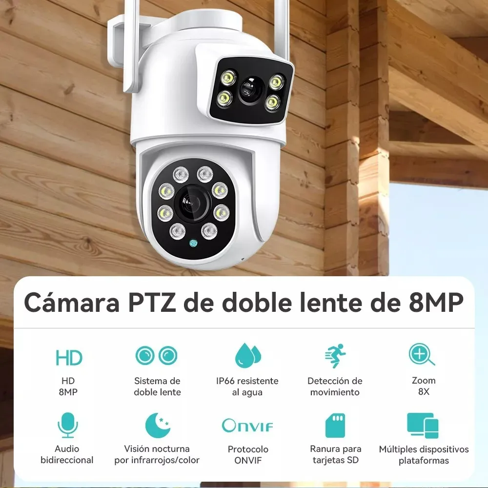 Cámara de seguridad de doble lente de 8mp Visión 360 grados. - Image 5