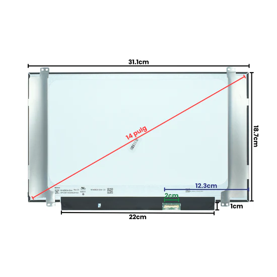 LCD140-015DB LCD 14.0 LED WXGA (1366X768) Slim Conector Inferior Derecho 30P Glossy 315mm (bezel delgado / Brackets)