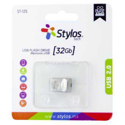 Memoria USB Stylos ST125 32GB Conexion Tipo A 2.0 Mini Metalica Plata