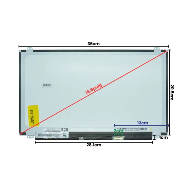 LCD156-017 Pantalla LCD 15.6 LED WXGA (1366X768)HD Slim Conector Derecho 30P GLOSSY