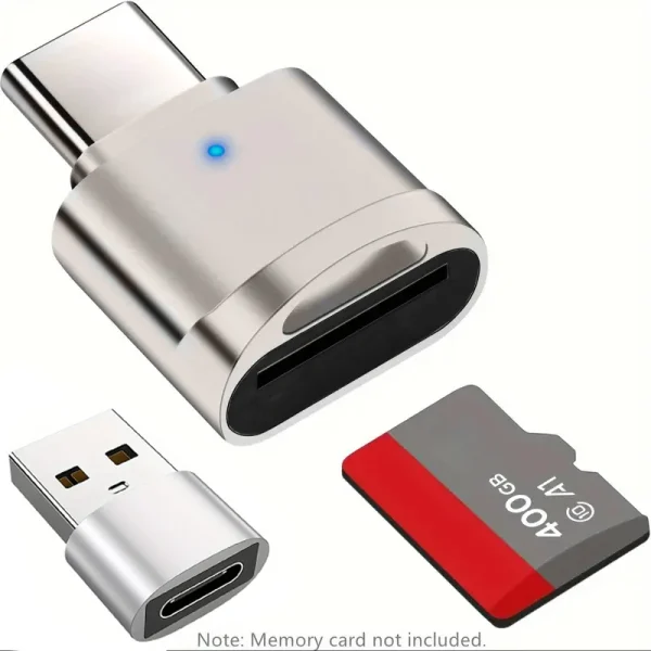 Lector TF tipo C con carcasa de aleación de zinc, lector de tarjetas SD con adaptador USB C a USB