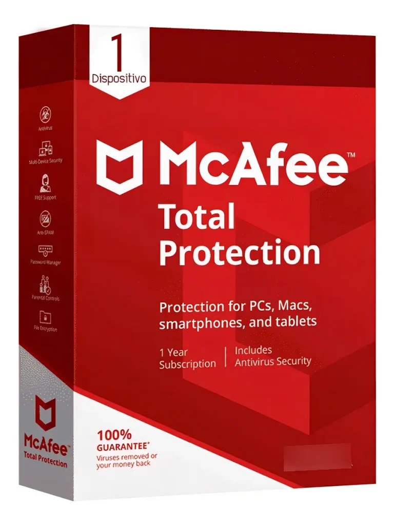 Desinfección e Instalación de Antivirus Mcafee Total Protection - 1 Dispositivo, 1 Año solo windows 10 y 11.