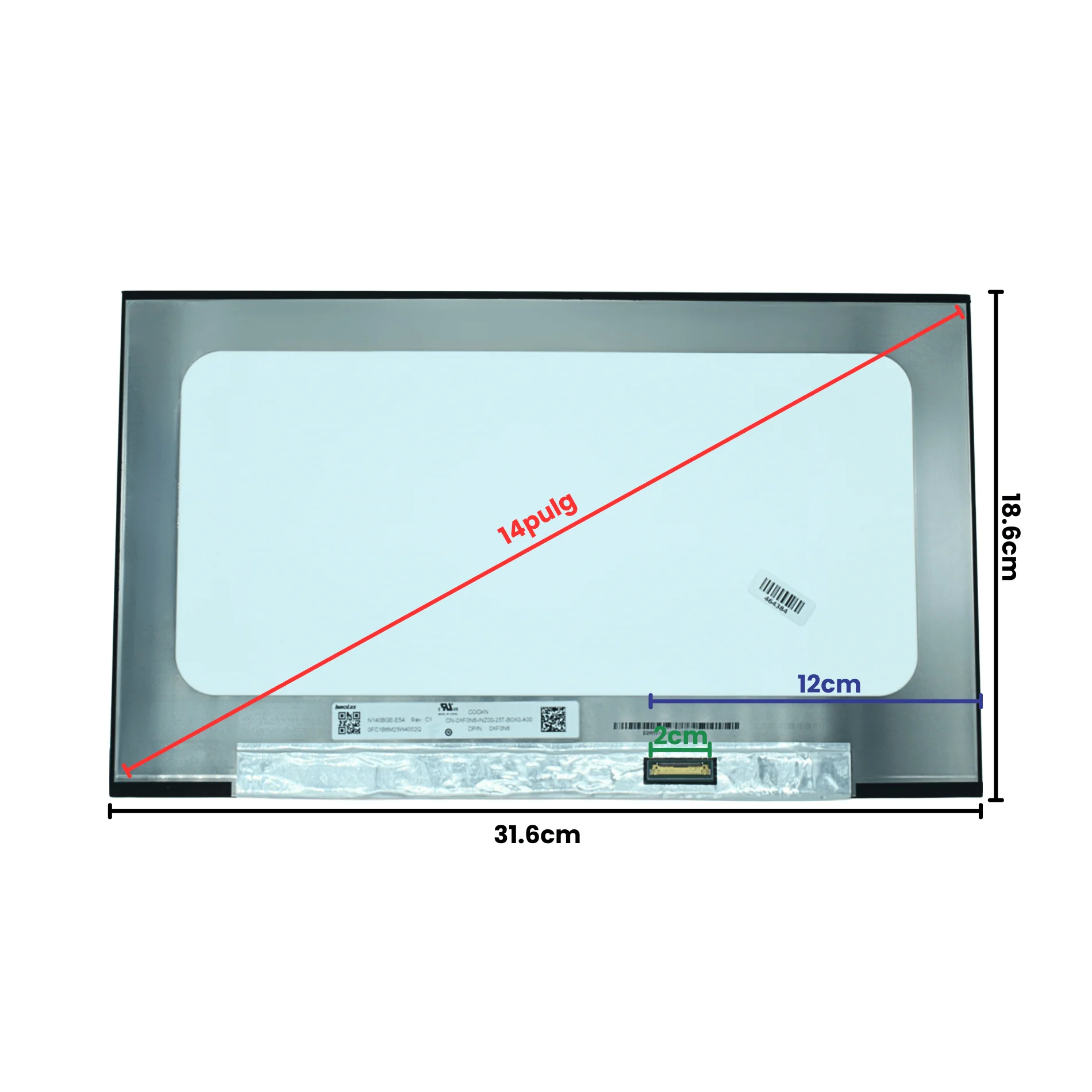 LCD140-009 Pantalla LCD 14.0 LED HD (1366x768) Normal Conector Derecho 30P (No Brackets)