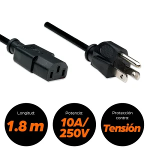 Cable Alimentacion Corriente Manhattan 1.8m C13 Monitor Proyector Cpu