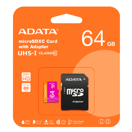 Memoria Micro SD Adata Clase 10 + SD 64GB y UHS-1